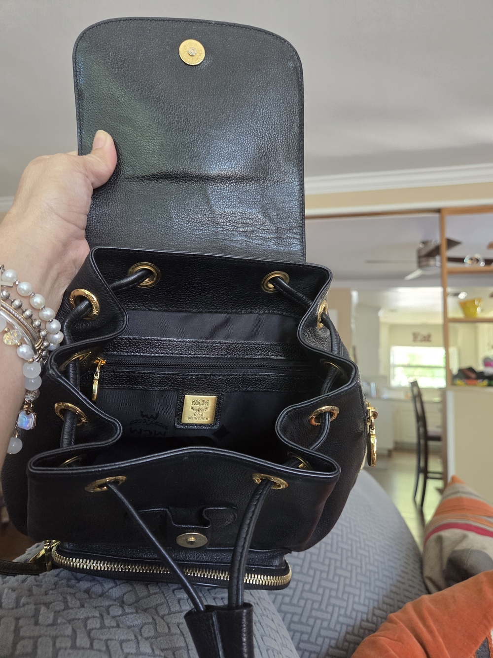 MCM Black Leather Mini Backpack with Gold Hardware - Picture 5 of 9